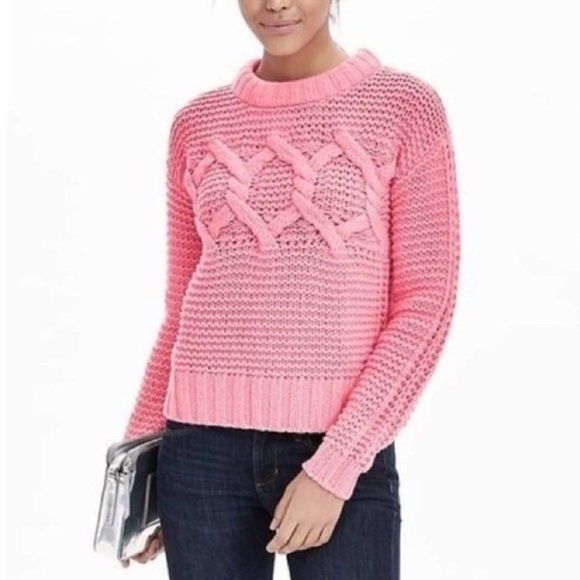 Banana Republic Cable Knit Sweater Merino Wool Size Large - Picture 1 of 8